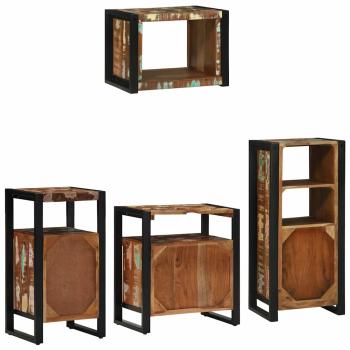 Badezimmermöbel Set 4 pcs Mehrfarbig Massives recyceltes Holz