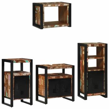 Badezimmermöbel Set 4 pcs Mehrfarbig Massives recyceltes Holz