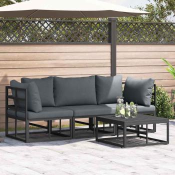 ARDEBO.de - Garten-Sofa-Set 4 pcs Schwarz 70 x 70 x 32 cm Aluminium