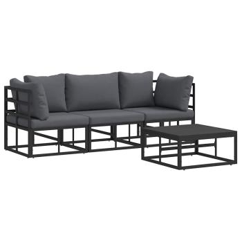Garten-Sofa-Set 4 pcs Schwarz 70 x 70 x 32 cm Aluminium