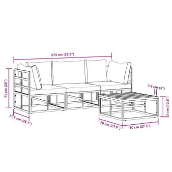 Garten-Sofa-Set 4 pcs Schwarz 70 x 70 x 32 cm Aluminium