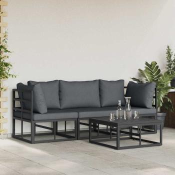Garten-Sofa-Set 4 pcs Schwarz 70 x 70 x 32 cm Aluminium