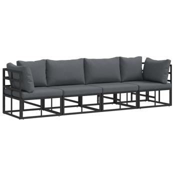Garten-Sofa-Set 4 pcs Schwarz 283 x 71.5 x 71 cm Aluminium