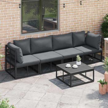 Garten-Sofa-Set 4 pcs Schwarz 283 x 71.5 x 71 cm Aluminium