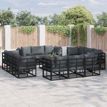 ARDEBO.de - Garten-Sofa-Set 12 pcs Schwarz 213 x 71.5 x 71 cm Aluminium