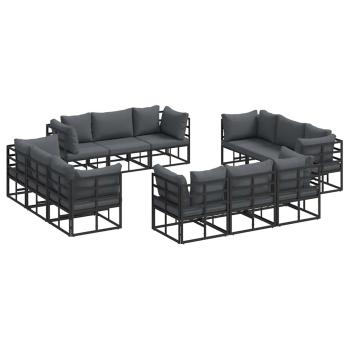 Garten-Sofa-Set 12 pcs Schwarz 213 x 71.5 x 71 cm Aluminium