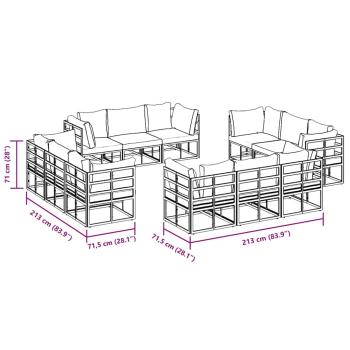 Garten-Sofa-Set 12 pcs Schwarz 213 x 71.5 x 71 cm Aluminium