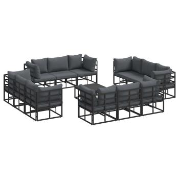 Garten-Sofa-Set 13 pcs Schwarz 70 x 70 x 32 cm Aluminium