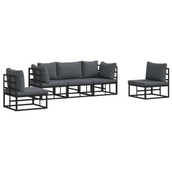 Garten-Sofa-Set 5 pcs Schwarz 213 x 71.5 x 71 cm Aluminium