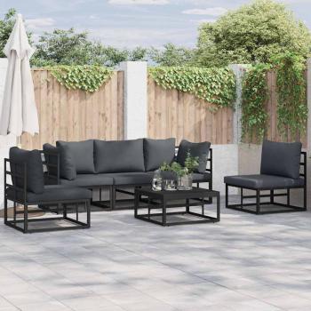 ARDEBO.de - Garten-Sofa-Set 6 pcs Schwarz 70 x 70 x 32 cm Aluminium