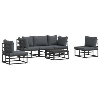 Garten-Sofa-Set 6 pcs Schwarz 70 x 70 x 32 cm Aluminium