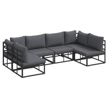 ARDEBO.de - Garten-Sofa-Set 6 pcs Schwarz 283 x 141,5 x 71 cm Aluminium