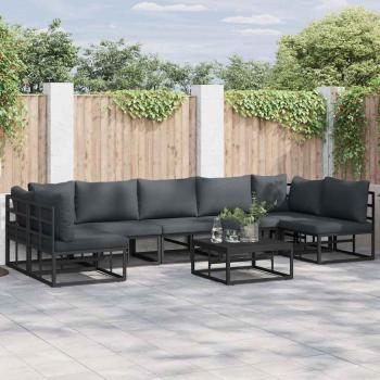ARDEBO.de - Garten-Sofa-Set 8 pcs Schwarz 70 x 70 x 32 cm Aluminium