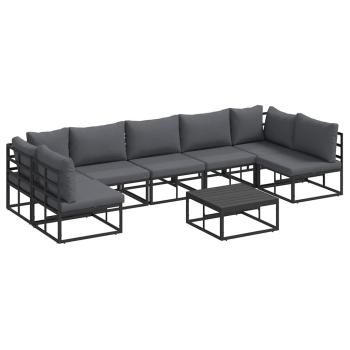 Garten-Sofa-Set 8 pcs Schwarz 70 x 70 x 32 cm Aluminium