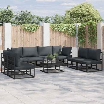 ARDEBO.de - Garten-Sofa-Set 8 pcs Schwarz 283 x 71.5 x 71 cm Aluminium