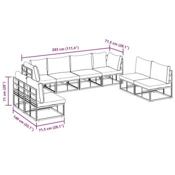 Garten-Sofa-Set 8 pcs Schwarz 283 x 71.5 x 71 cm Aluminium