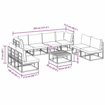 Garten-Sofa-Set 9 pcs Schwarz 70 x 70 x 32 cm Aluminium