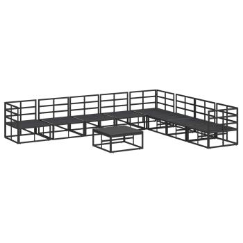 Gartensofa-set mit Kissen 9 pcs Schwarz Aluminium