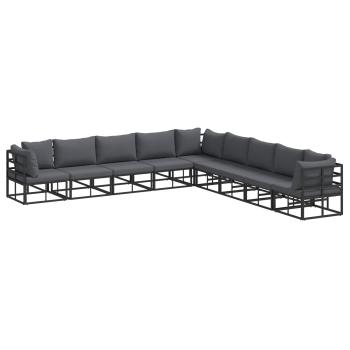 ARDEBO.de - Garten-Sofa-Set 9 pcs Schwarz 353 x 353 x 71 cm Aluminium