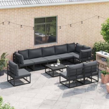 Gartensofa-set 10 stk. Schwarz Aluminium