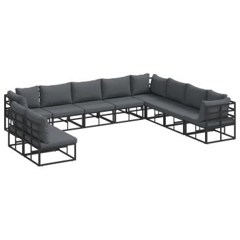 ARDEBO.de - Garten-Sofa-Set 10 pcs Schwarz 353 x 283 x 71 cm Aluminium
