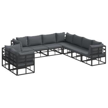 ARDEBO.de - Garten-Sofa-Set 9 pcs Schwarz 283 x 283 x 71 cm Aluminium