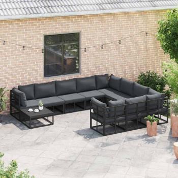Garten-Sofa-Set 10 pcs Schwarz 423 x 213 x 71 cm Aluminium