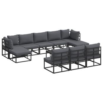 Garten-Sofa-Set 11 pcs Schwarz 70 x 70 x 32 cm Aluminium