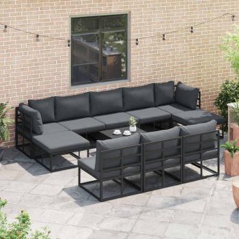 Garten-Sofa-Set 11 pcs Schwarz 70 x 70 x 32 cm Aluminium