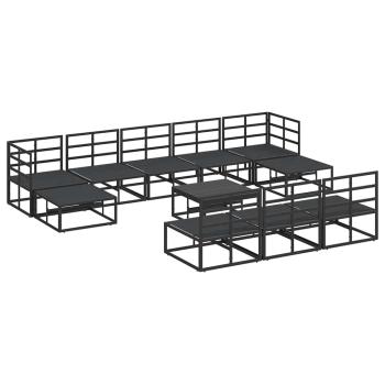 Garten-Sofa-Set 11 pcs Schwarz 70 x 70 x 32 cm Aluminium