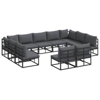Garten-Sofa-Set 11 pcs Schwarz 353 x 211,5 x 71 cm Aluminium