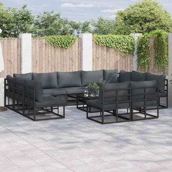 ARDEBO.de - Garten-Sofa-Set 12 pcs Schwarz 70 x 70 x 32 cm Aluminium