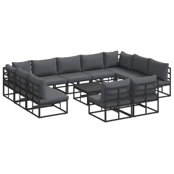Garten-Sofa-Set 12 pcs Schwarz 70 x 70 x 32 cm Aluminium