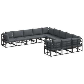 ARDEBO.de - Garten-Sofa-Set 11 pcs Schwarz 70 x 70 x 32 cm Aluminium