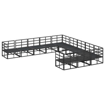 Garten-Sofa-Set 11 pcs Schwarz 70 x 70 x 32 cm Aluminium