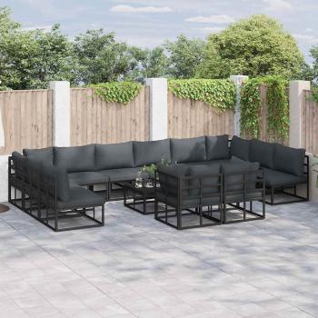 ARDEBO.de - Garten-Sofa-Set 13 pcs Schwarz 70 x 70 x 32 cm Aluminium