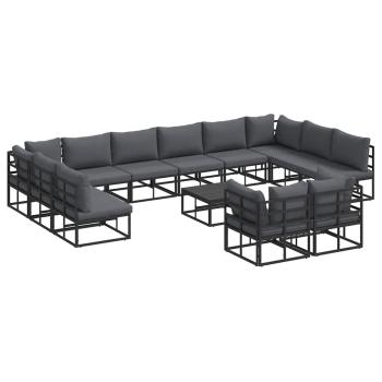 Garten-Sofa-Set 13 pcs Schwarz 70 x 70 x 32 cm Aluminium