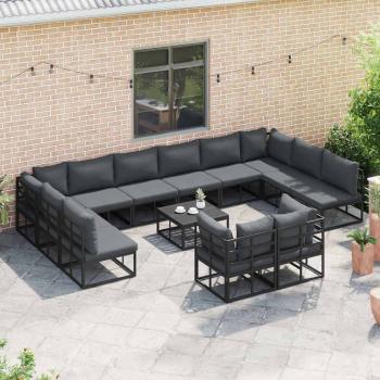 Garten-Sofa-Set 13 pcs Schwarz 70 x 70 x 32 cm Aluminium
