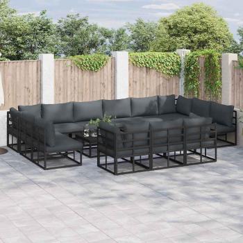 ARDEBO.de - Garten-Sofa-Set 13 pcs Schwarz 423 x 211,5 x 71 cm Aluminium