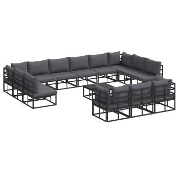 Garten-Sofa-Set 14 pcs Schwarz 70 x 70 x 32 cm Aluminium