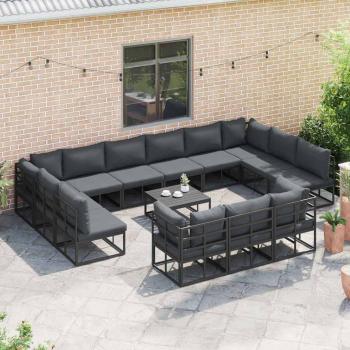 Garten-Sofa-Set 14 pcs Schwarz 70 x 70 x 32 cm Aluminium