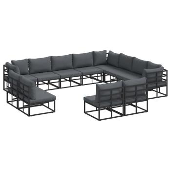 Garten-Sofa-Set 12 pcs Schwarz 353 x 283 x 71 cm Aluminium