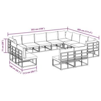 Garten-Sofa-Set 12 pcs Schwarz 353 x 283 x 71 cm Aluminium