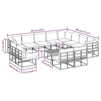 Garten-Sofa-Set 13 pcs Schwarz 70 x 70 x 32 cm Aluminium