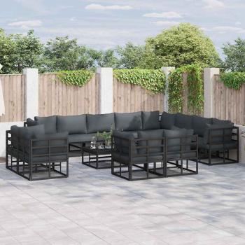 ARDEBO.de - Garten-Sofa-Set 12 pcs Schwarz 353 x 283 x 71 cm Aluminium