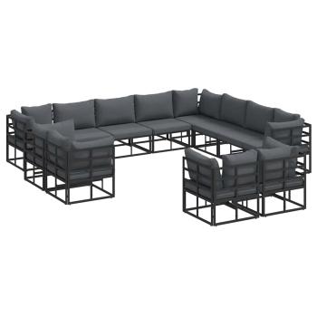 Garten-Sofa-Set 12 pcs Schwarz 353 x 283 x 71 cm Aluminium