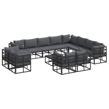 Garten-Sofa-Set 13 pcs Schwarz 70 x 70 x 32 cm Aluminium