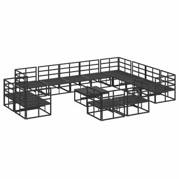 Garten-Sofa-Set 13 pcs Schwarz 70 x 70 x 32 cm Aluminium