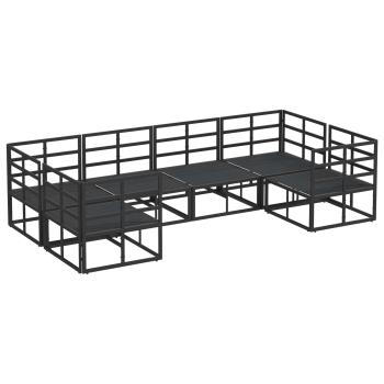 Garten-Sofa-Set 6 pcs Schwarz Aluminium