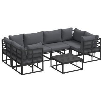 ARDEBO.de - Garten-Sofa-Set 7 pcs Schwarz Aluminium